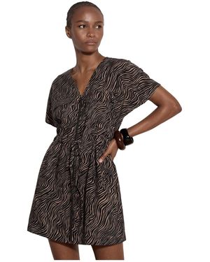 Apricot A-line Zebra-print Mini Dress - Brown