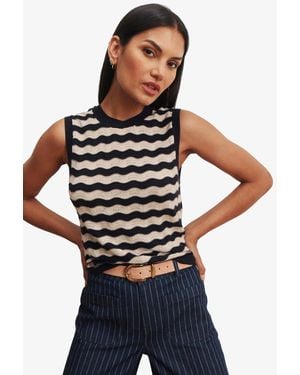 Sanctuary Petite Cotton-blend Everyday Chevron Knit Sleeveless Sweater - Blue
