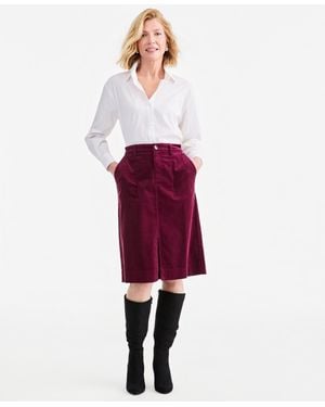 Style & Co. High-rise Corduroy Midi Skirt - Red