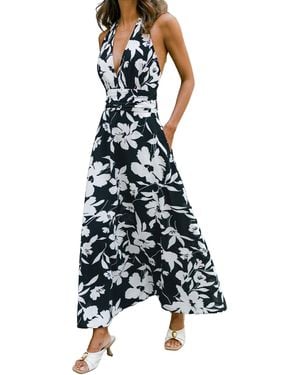 CUPSHE New Romance Tropical Maxi Beach Dress - Blue