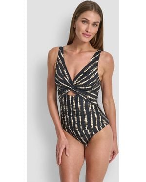 DKNY Shirred Keyhole Detail One-piece Swimsuit - Multicolor
