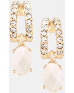 Anne Klein Gold-tone Crystal huggie Stone Drop Earrings - Natural