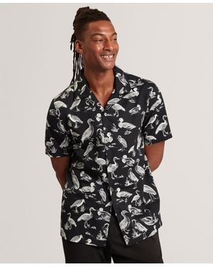 Ted Baker Yamal Duck Print Cotton Short Sleeve Shirt - Black