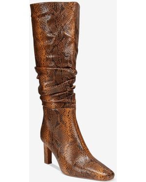 SMASH Shoes Fallon Knee High Slouch Dress Boots - Brown