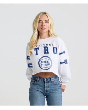 Fanatics Detroit Pistons Spirit Jersey Cropped Crew Neck Sweatshirt - White