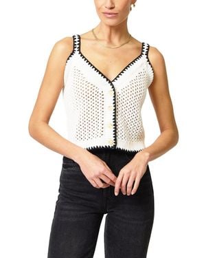 Central Park West Noa Crochet Button Tank - White