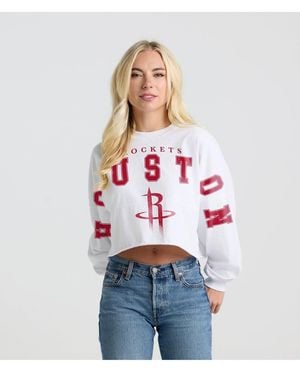 Fanatics Houston Rockets Spirit Jersey Cropped Crew Neck Sweatshirt - White