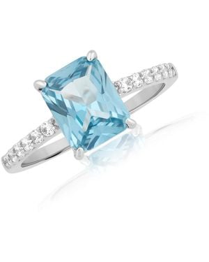 Simona Elegant Radiant-cut 4-prong Solitaire Cz Ring - Blue
