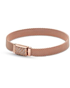 PANDORA Gold-plated Reflexions Long Clasp Pave Bracelet - Brown