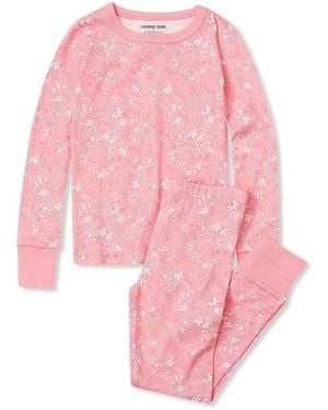 Lands' End Kids Long Sleeve Top And Bottom Snug Fit Pajama Set - Pink