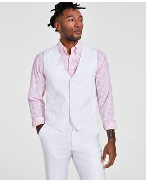 Tayion Collection Classic-fit Solid Suit Vest - White