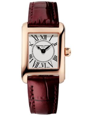 Frederique Constant Swiss Carree Leather Strap Watch 23mm - Red