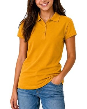 Galaxy By Harvic Short Sleeve School Uniform Pique Polo Shirt - Orange