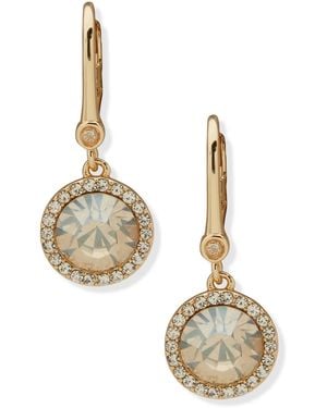 DKNY Glass Inlay Stone -tone Drop Earrings - Metallic