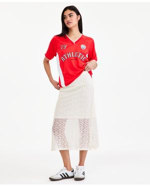 BarIII Lace A-line Skirt - Red