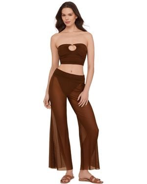 Steve Madden Mesh Wide-leg Swim Cover-up Pants - Brown