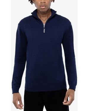 Xray Jeans Quarter Zip Mock Neck Sweater - Blue