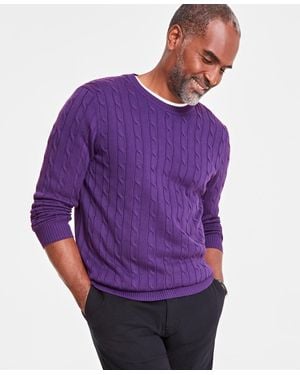 Club Room Cable-knit Cotton Sweater - Purple
