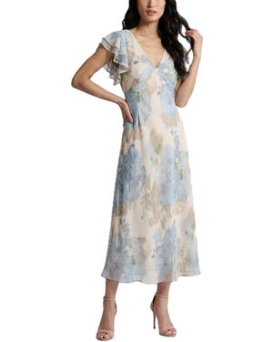 Taylor V-neck Floral Print Fit & Flare Dress in Pink | Lyst