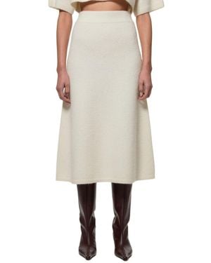 Karen Millen Alpaca Wool Fluffy Full Knit Skirt - Natural