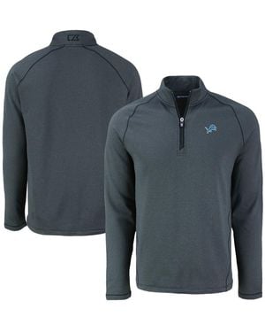 Cutter & Buck Detroit Lions Peshastin Eco Fleece Tri-blend Raglan Quarter-zip Jacket - Blue