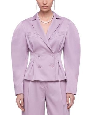 Nocturne Double-breasted Slim-fit Folded-collar Jacket - Purple