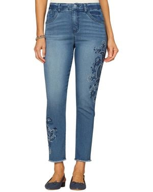Democracy "ab"solution Seamless Paisley Embroidery Jeans - Blue