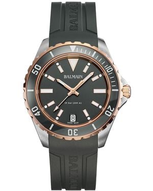 Balmain Swiss Ophrys Black Rubber Strap Watch 43mm - Gray