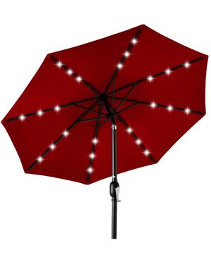 Best Choice Products 10ft Solar Led Lighted Patio Umbrella W/ Tilt Adjustment - Red