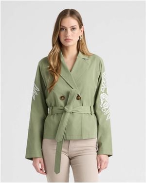 NVLT Cropped Trench Coat - Green