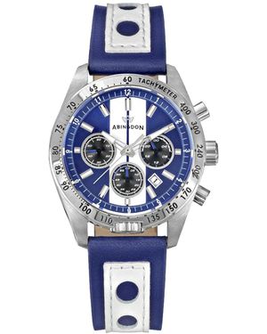 Abingdon Co. Jordan Chronograph Multifunctional Cobra Blue Leather Strap Watch
