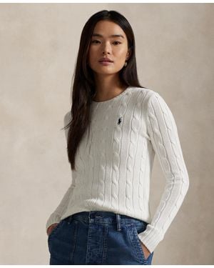 Polo Ralph Lauren Cable-knit Cotton Crewneck Sweater - Natural