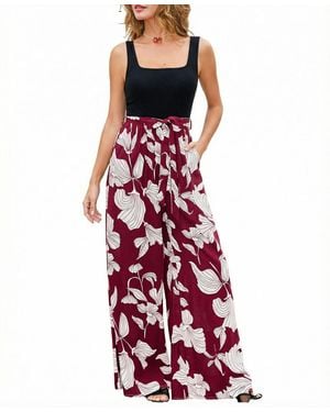 CUPSHE Warm Daze Tropical Jumpsuit - Red