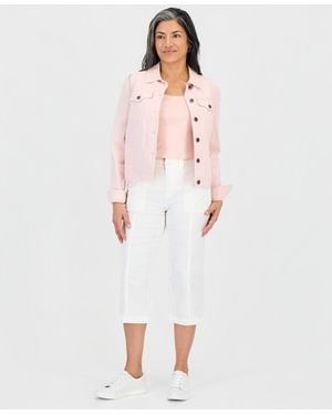 Style & Co. Petite Seam-detail Utility Capri Pants - White