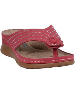 Gc Shoes Amari Flower Thong Flat Sandals - Red