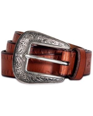 Frye Novelty Buckle Tooling Belt - Brown