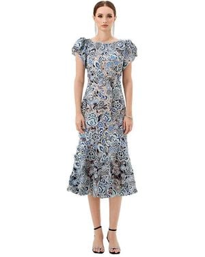 Bariano Peri Flutter Sleeve Midi - Blue