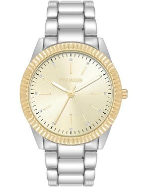 Steve Madden Genuine Crystal Accented Bracelet Watch - Metallic
