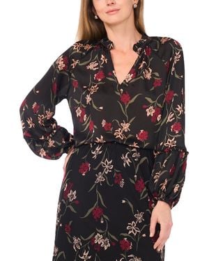 SAM & JESS Tie Hem Floral Top - Black