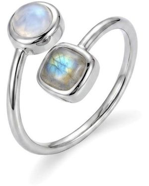 Adornia Fine Plated Labradorite And Moonstone Wrap Ring - White