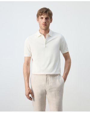 Mango Cotton Fine-knit Polo Shirt - White