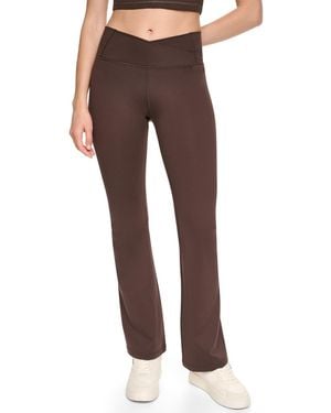 DKNY Cross Front Balance Compression High-waist Flare Pants - Brown