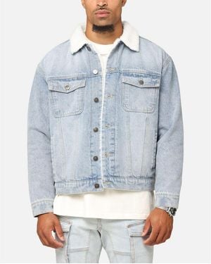 Saint Morta Sherpa Boxy Denim Jacket - Blue