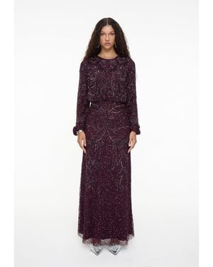 MARYISA Modest Embellished Sequin Dress - Purple