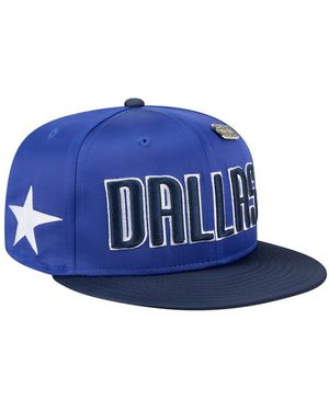 KTZ Blue/navy Dallas Mavericks Throwback Satin Vintage Pin Two-tone 59fifty Fitted Hat