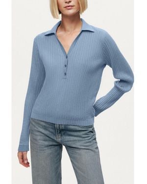 Nocturne Ribbed Polo Sweater - Blue