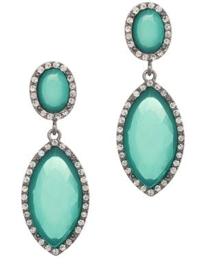 Adornia Gold Crystal Blue Statement Earrings - Green