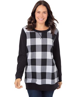 Woman Within Plus Size Printed Sweatshirt - Black