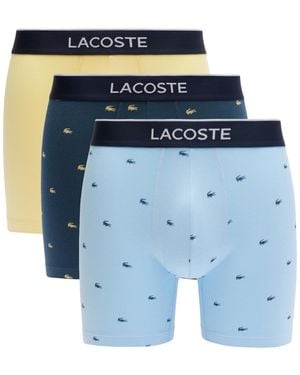 Lacoste 3-pack Regular-fit Stretch Mini-croc Boxer Briefs - Blue