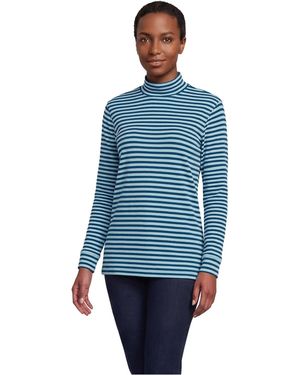 Lands' End Relaxed Cotton Long Sleeve Mock Turtleneck - Blue